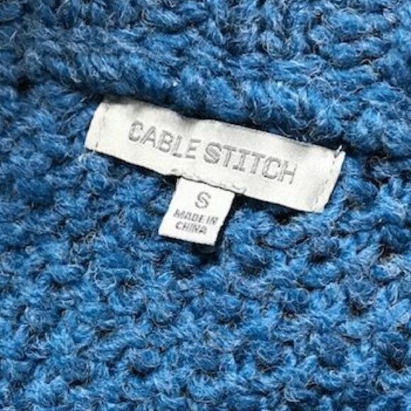 NWOT Cable Stitch Mediterranean Blue Wool Blend Open Weave Sweater - Picture 11 of 12
